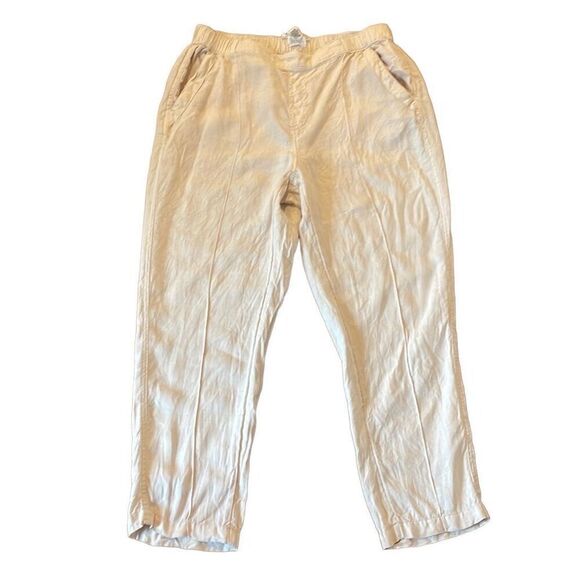 Nicole Miller 100% linen taupe pant size large - Picture 1 of 10